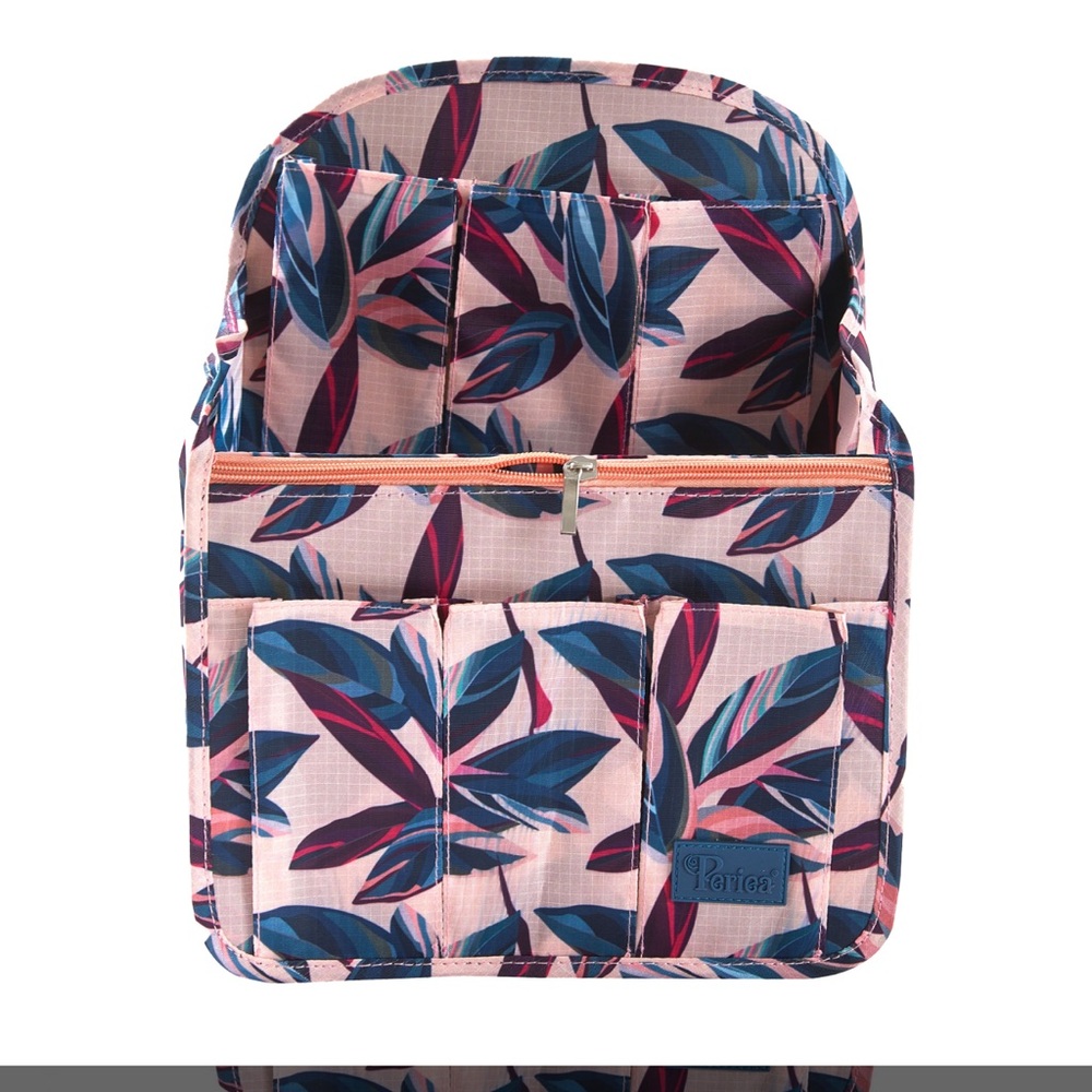 Pink and Blue Leaf Print Backpack
